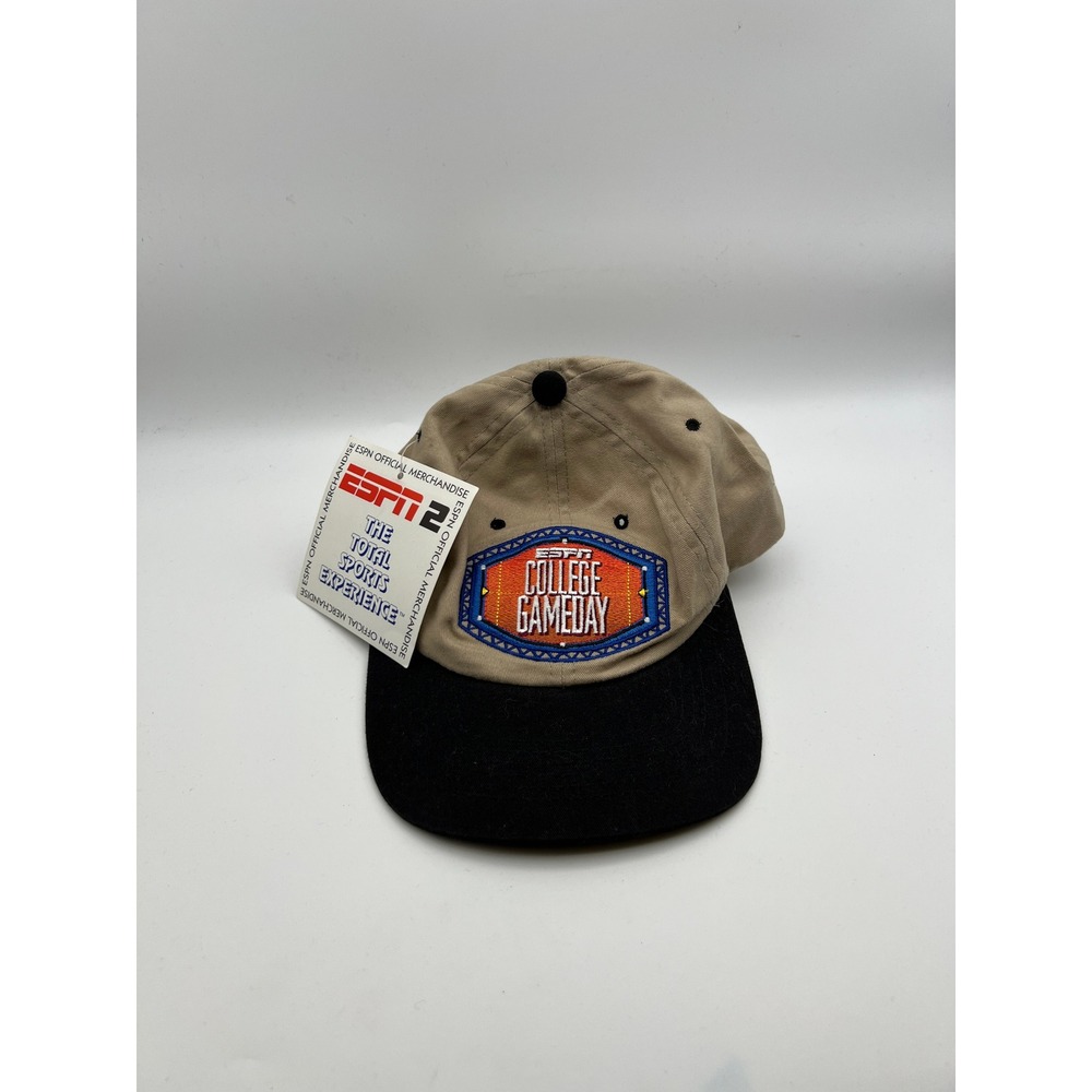 Vintage 90s ESPN College Gameday Hat Cap Tan Black Discover Card Strapback NWT